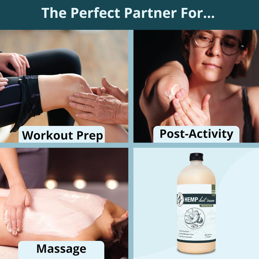 Zatural Hemp Hot Cream applied on shoulder during massage