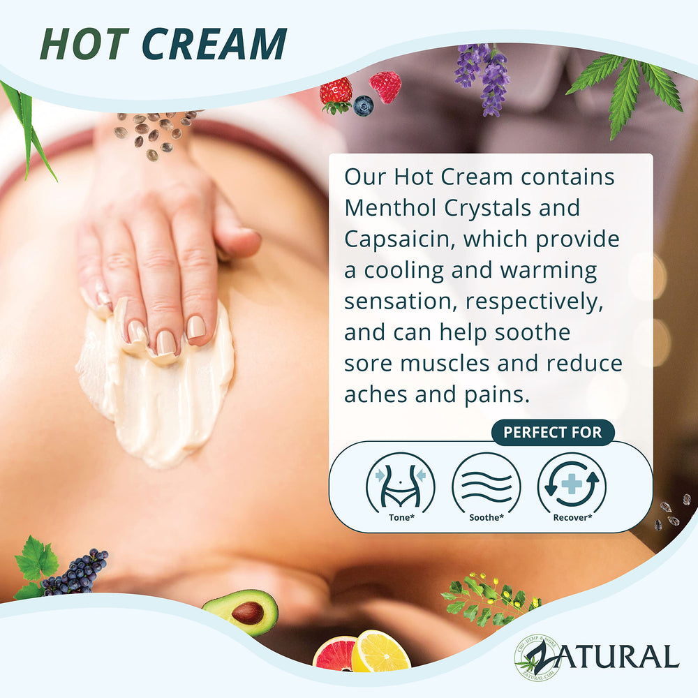 Zatural hot cream application site shows easy massage and warming relief.