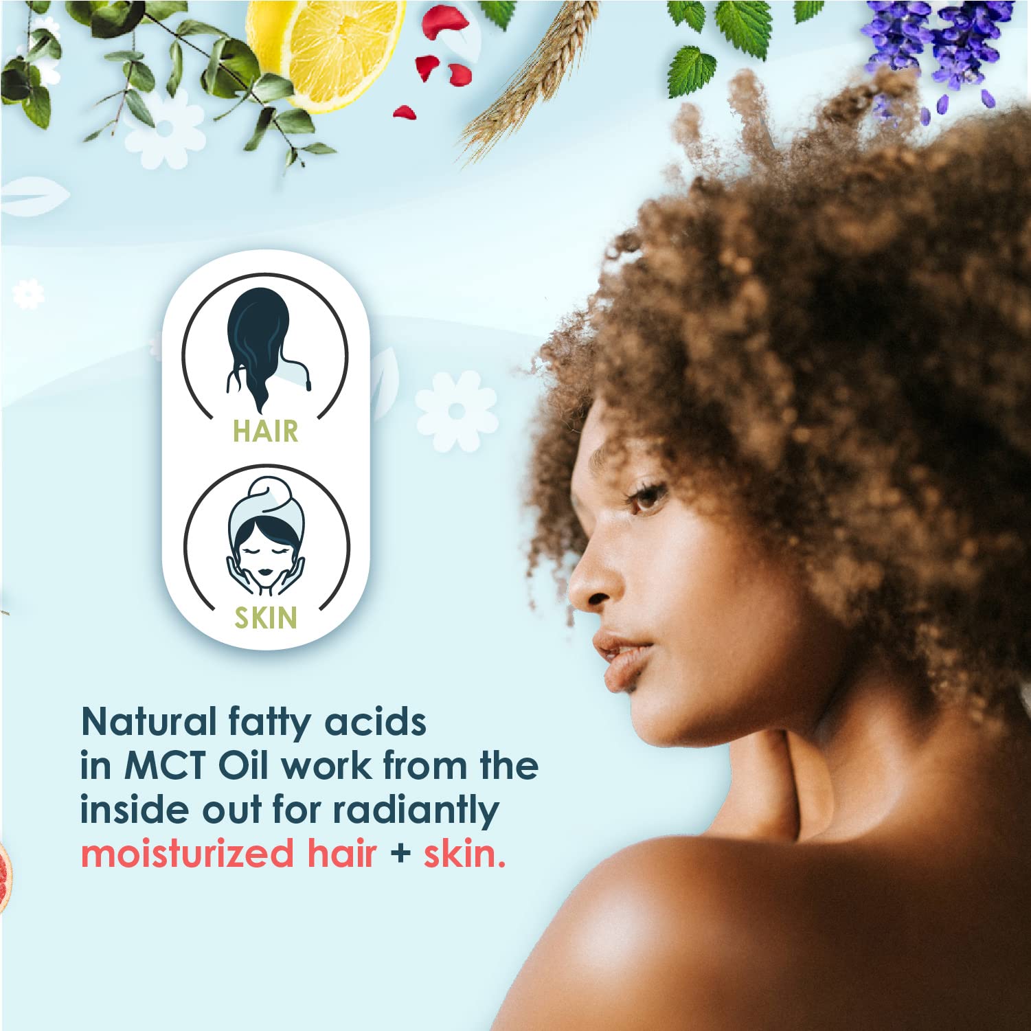 Zatural MCT Oil ideal for hair care and scalp hydration