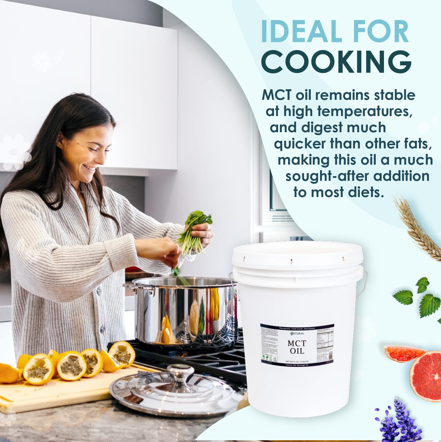 Zatural MCT Oil for kitchen use in salad or smoothie applications