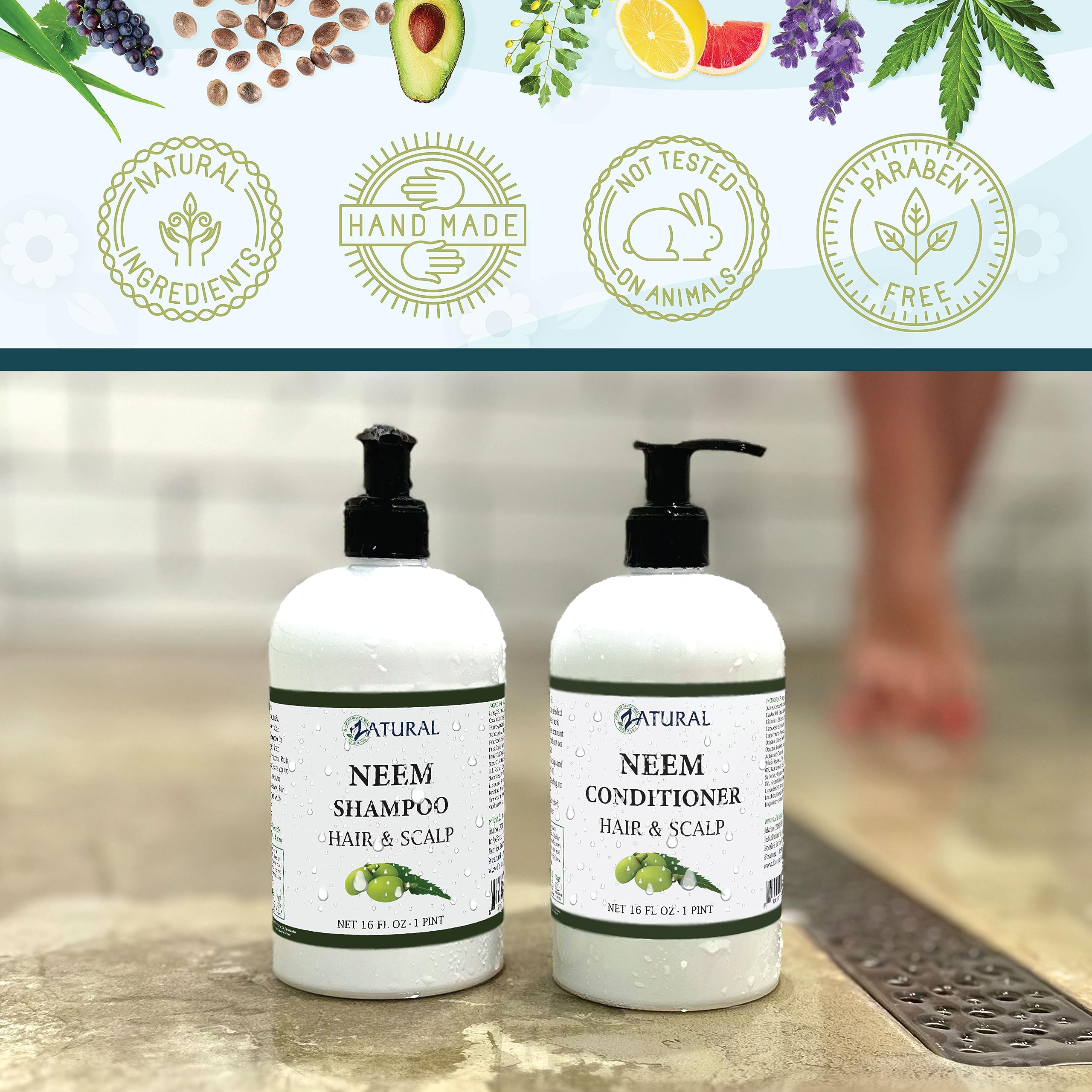 Zatural Neem ingredients on packaging.