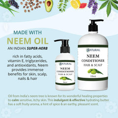 Pouring Zatural Neem conditioner from the bottle during routine.