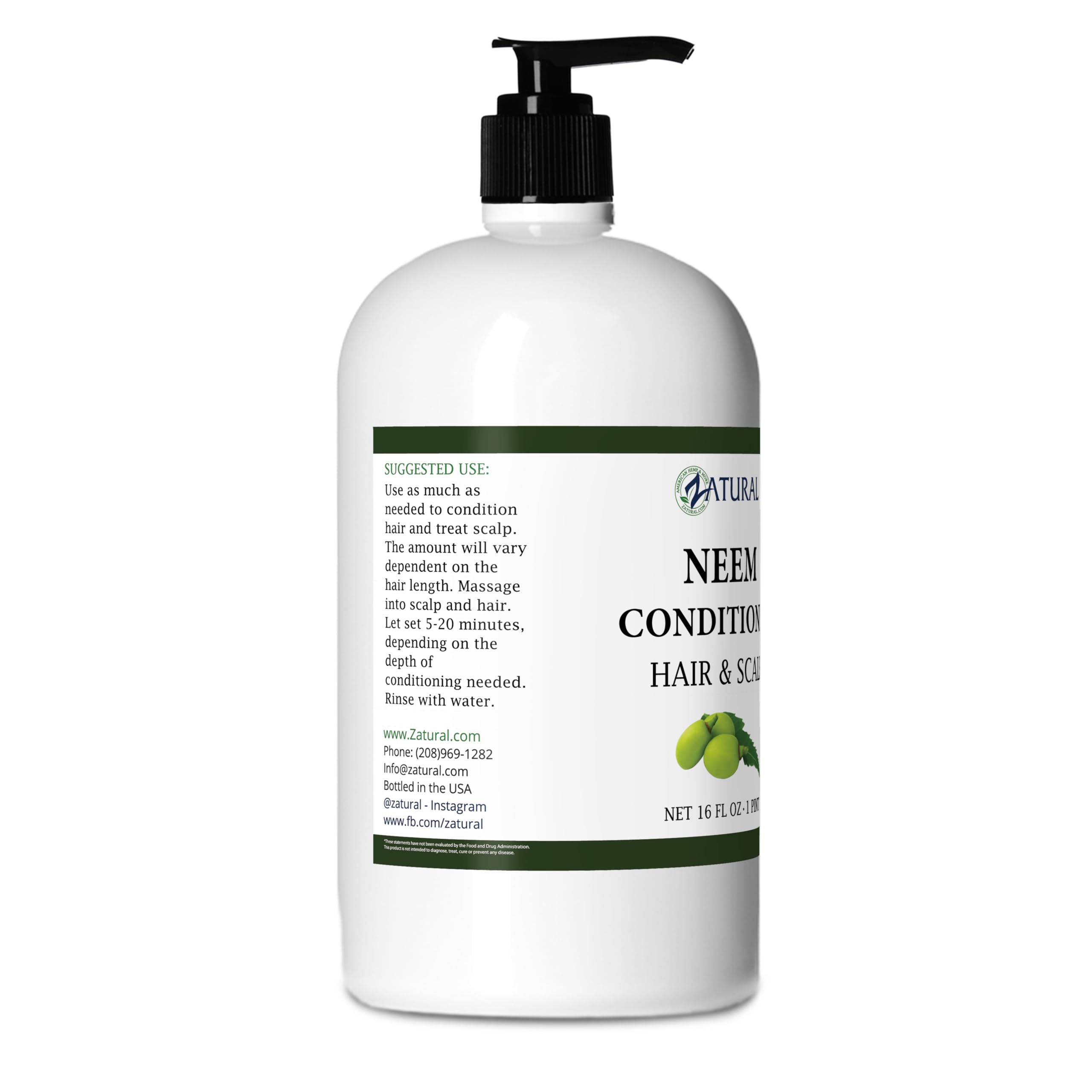 Eco-friendly packaging featuring Zatural Neem conditioner.