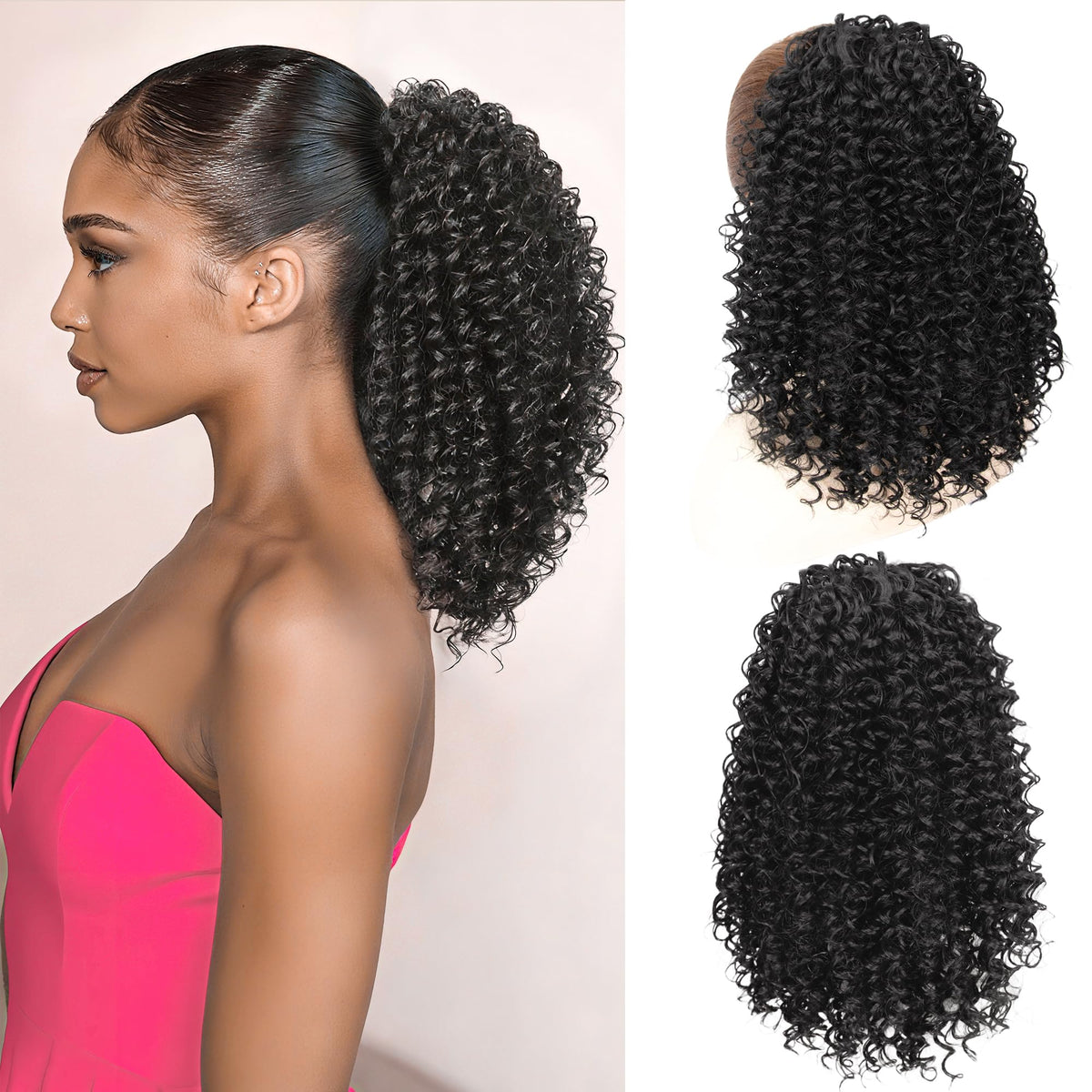 ZAVIDE drawstring ponytail with curly hair for natural daily wear