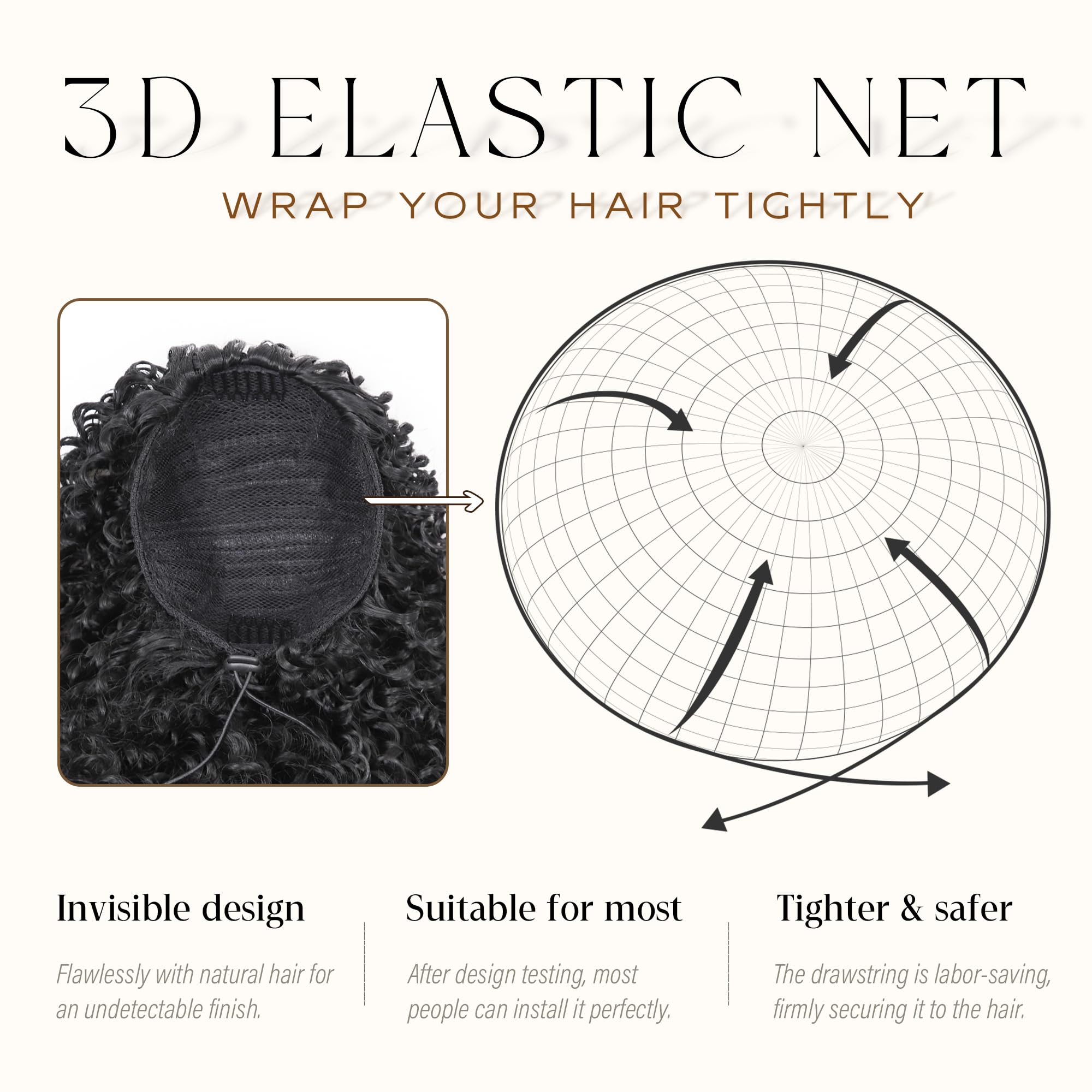 ZAVIDE moderate-length curly ponytail complements various looks
