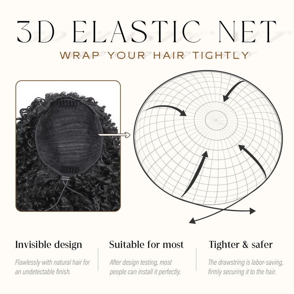 ZAVIDE moderate-length curly ponytail complements various looks