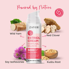 Application on skin of ZAYUU Estriol face cream illustrates smooth absorption.