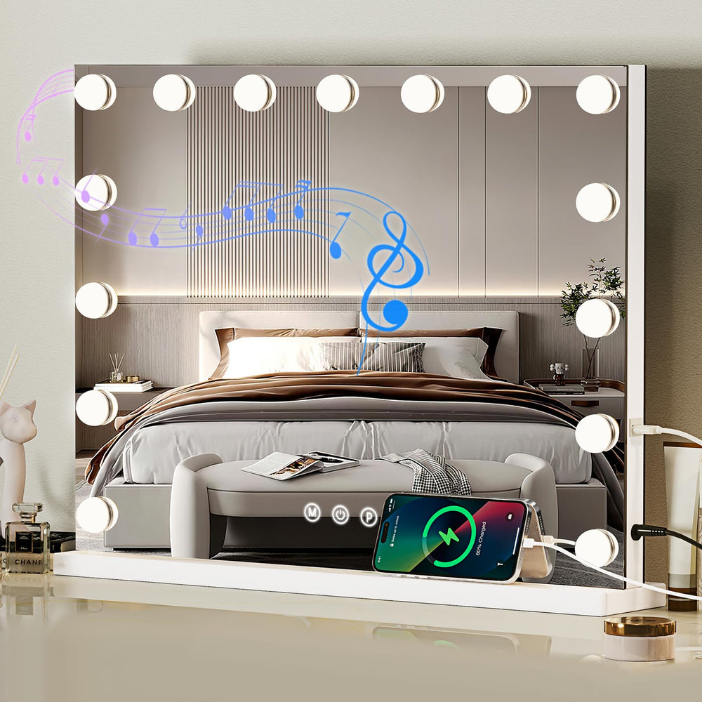 ZBOCAI vanity mirror with lights demonstrates soft LED illumination for precise makeup.