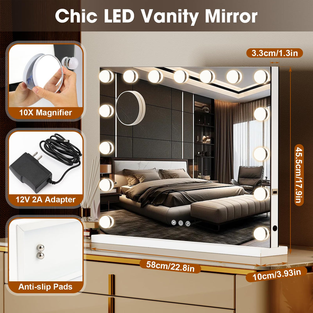 ZBOCAI vanity mirror delivers Bluetooth speaker for music during makeup.
