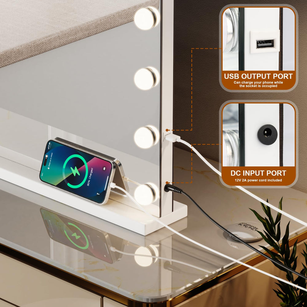 ZBOCAI vanity mirror with detachable magnifier for close-up makeup tasks.