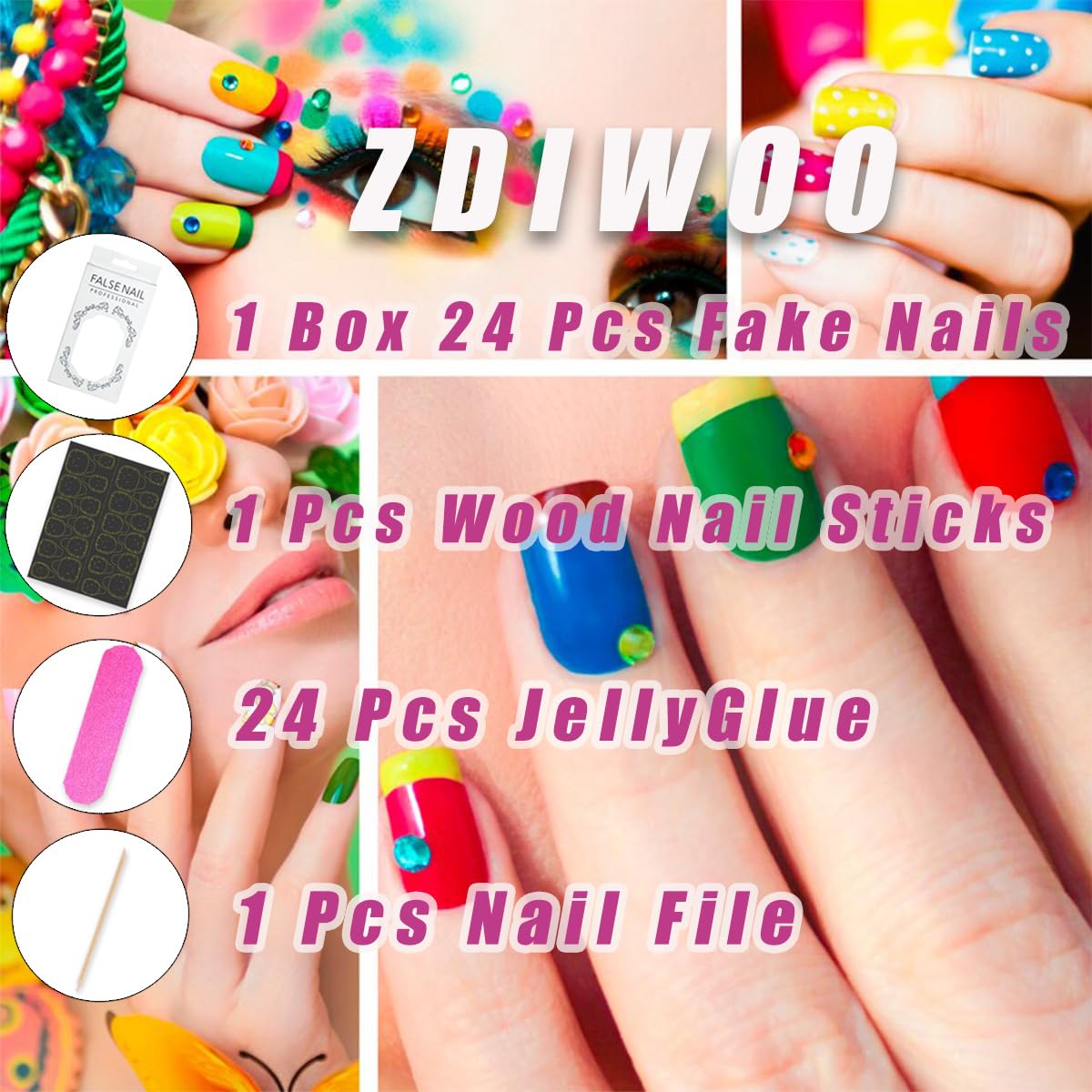 ZDIWOO easy-application nails ready in minutes for DIY beauty.