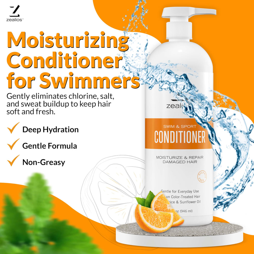 Zealios Swim & Sport Conditioner creamy texture ideal for detangling after chlorine