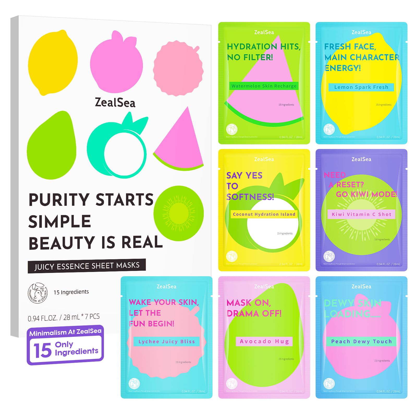 ZealSea Clean Beauty face mask pack front showing minimalist packaging for daily hydration