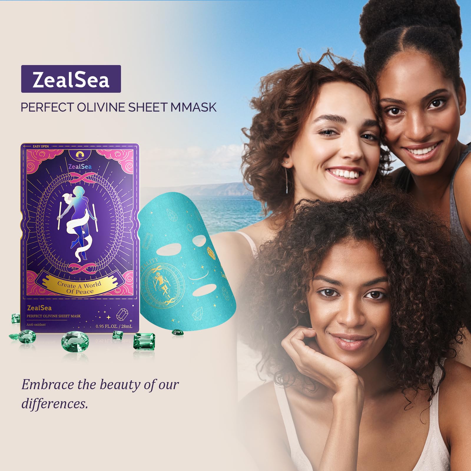 ZealSea tarot-design soothing mask adds a calming self-care moment.