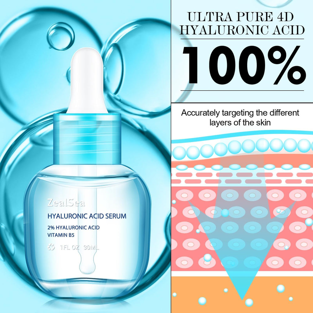ZealSea Hyaluronic Serum packaging emphasizing fragrance-free and clean ingredients