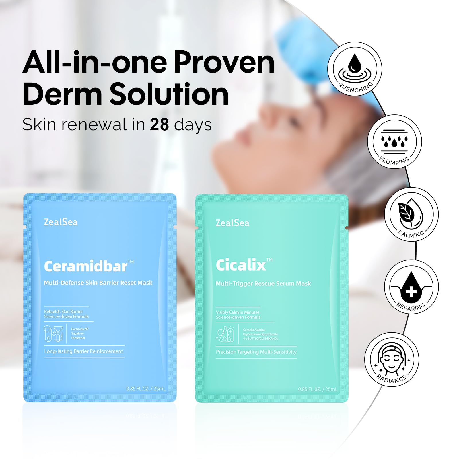 ZealSea Rescue mask provides instant soothing relief during stressful days.