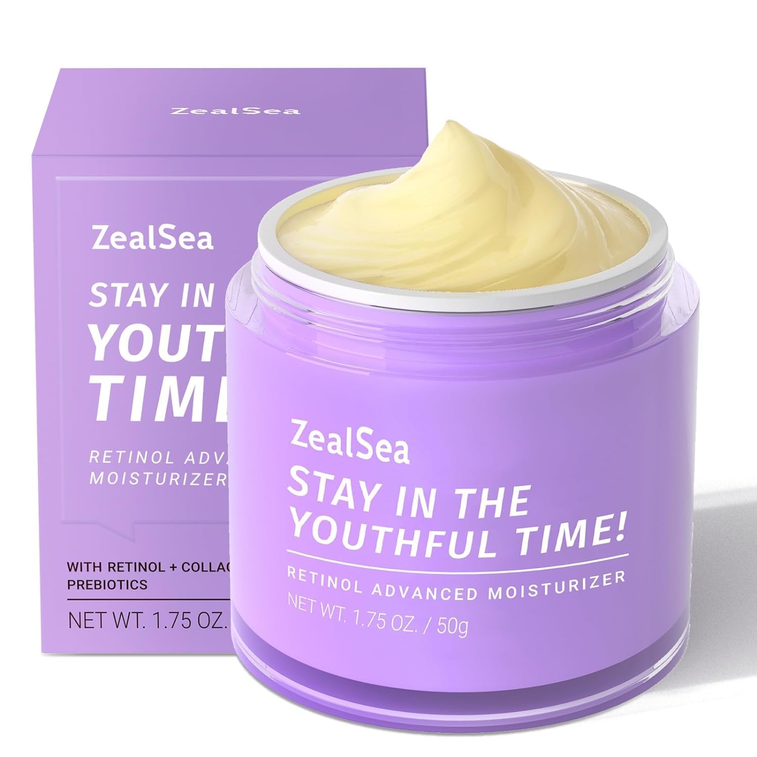 ZealSea Retinol Cream bottle close-up for nighttime anti-aging care.