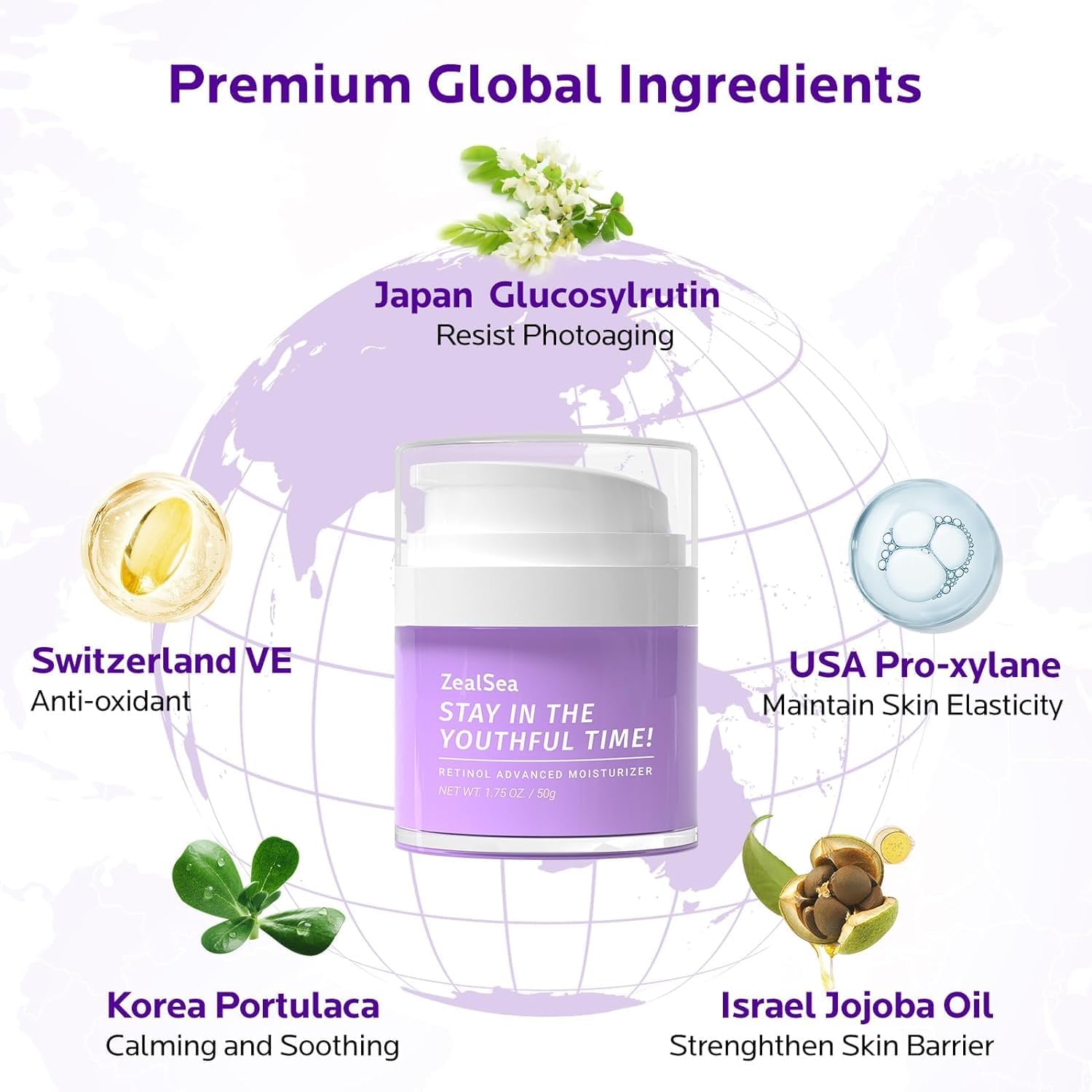 ZealSea Retinol Cream with Hyaluronic Acid provides visible hydration to the skin.