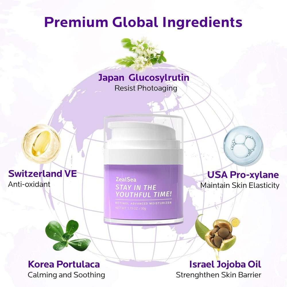 ZealSea Retinol Cream with Hyaluronic Acid provides visible hydration to the skin.