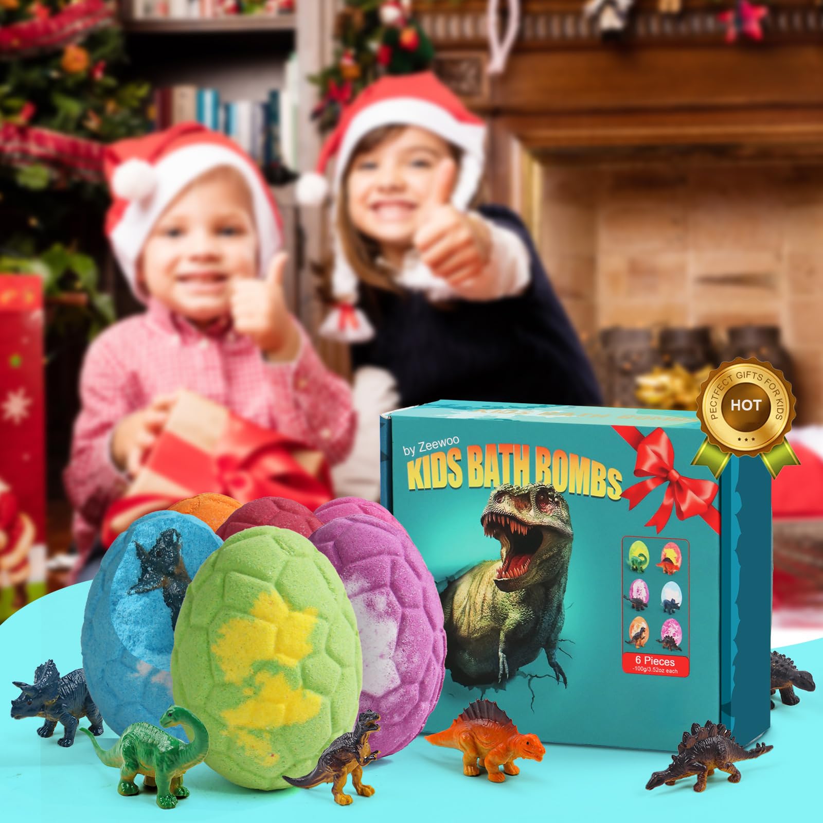 Zeewoo gift box bath bombs set, ideal as a fun kids' present.