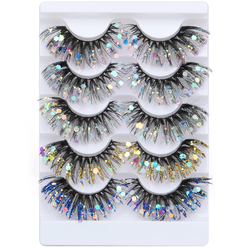 Zegaine glitter lashes in dramatic cat-eye style for party looks.