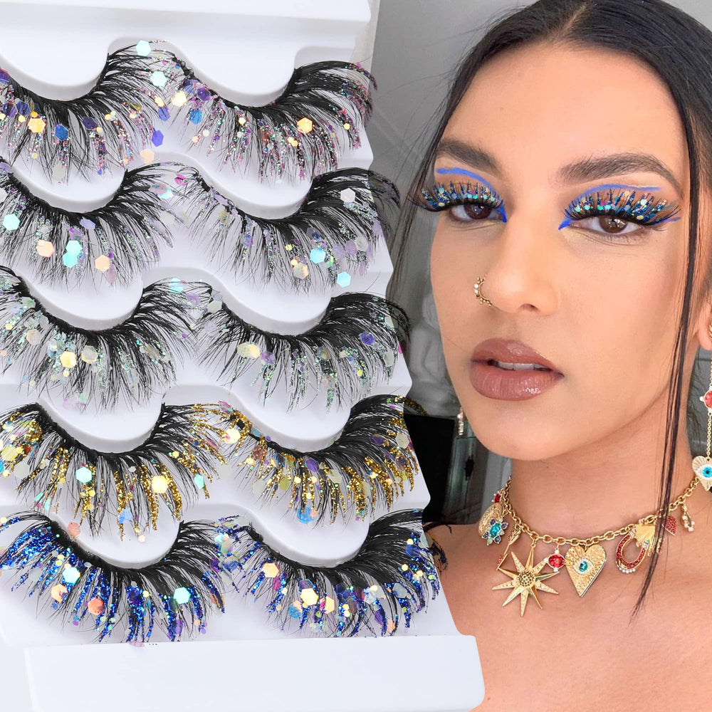 Zegaine false lashes offer subtle shimmer across eyelids for evenings.
