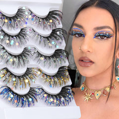 Zegaine false lashes offer subtle shimmer across eyelids for evenings.