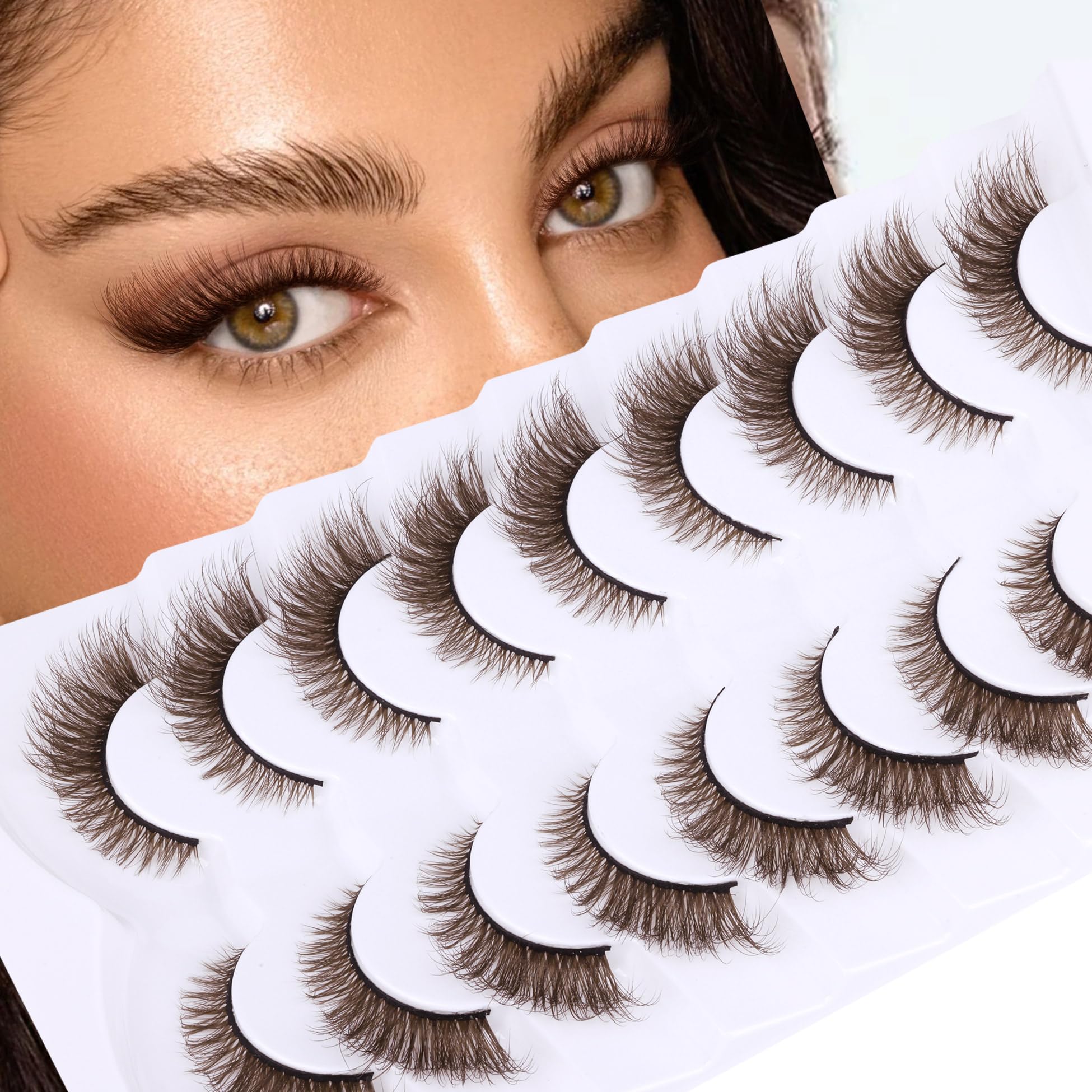 Zegaine handmade brown faux mink lashes offer lightweight comfort.