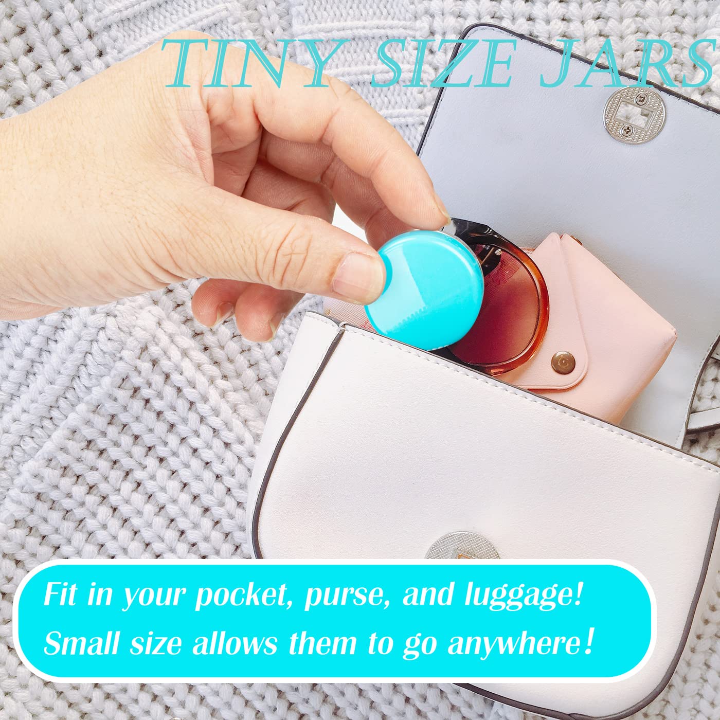 ZEJIA mini containers for travel-ready cosmetics fit in a purse.