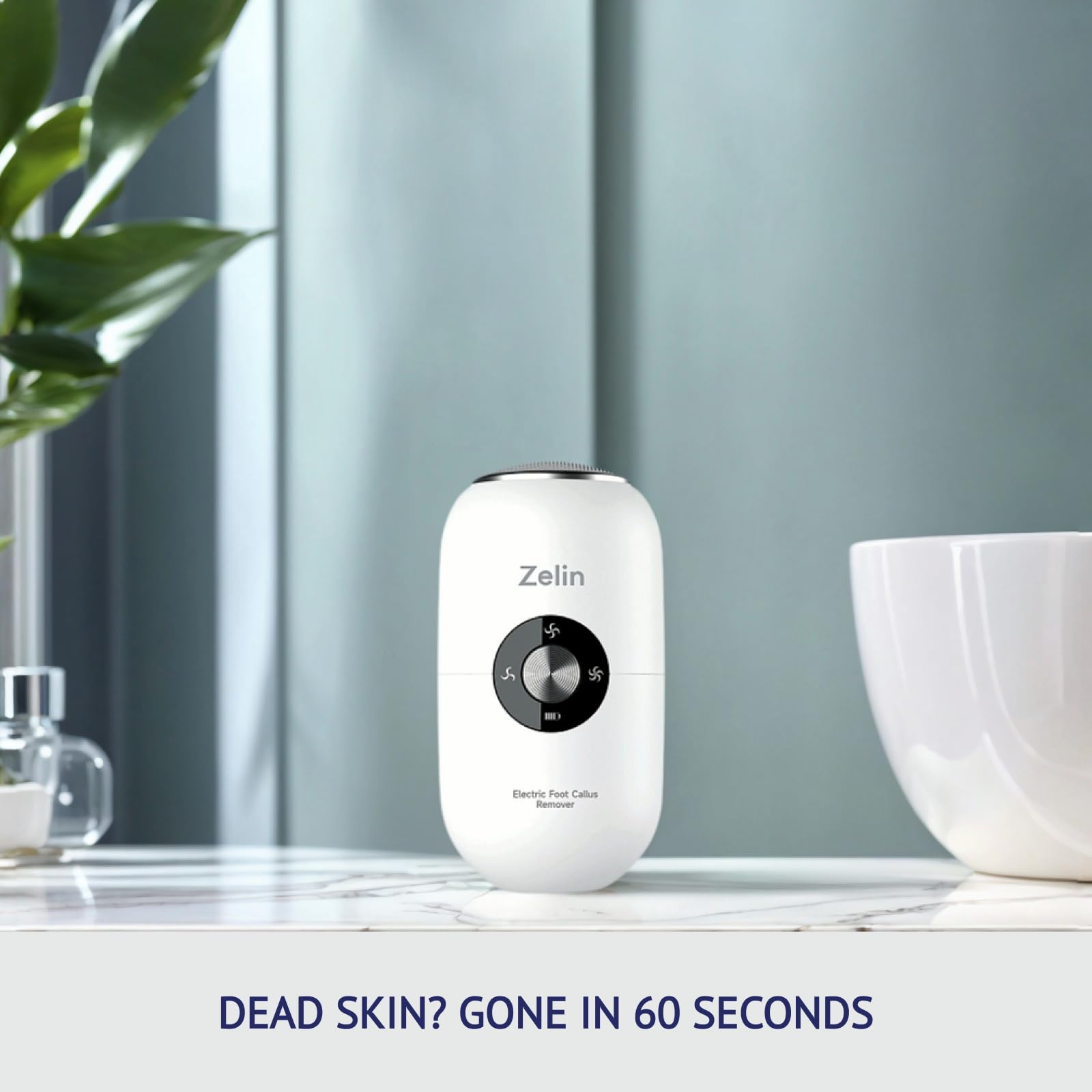Zelin foot grinder LED display showing power and speed in real time.