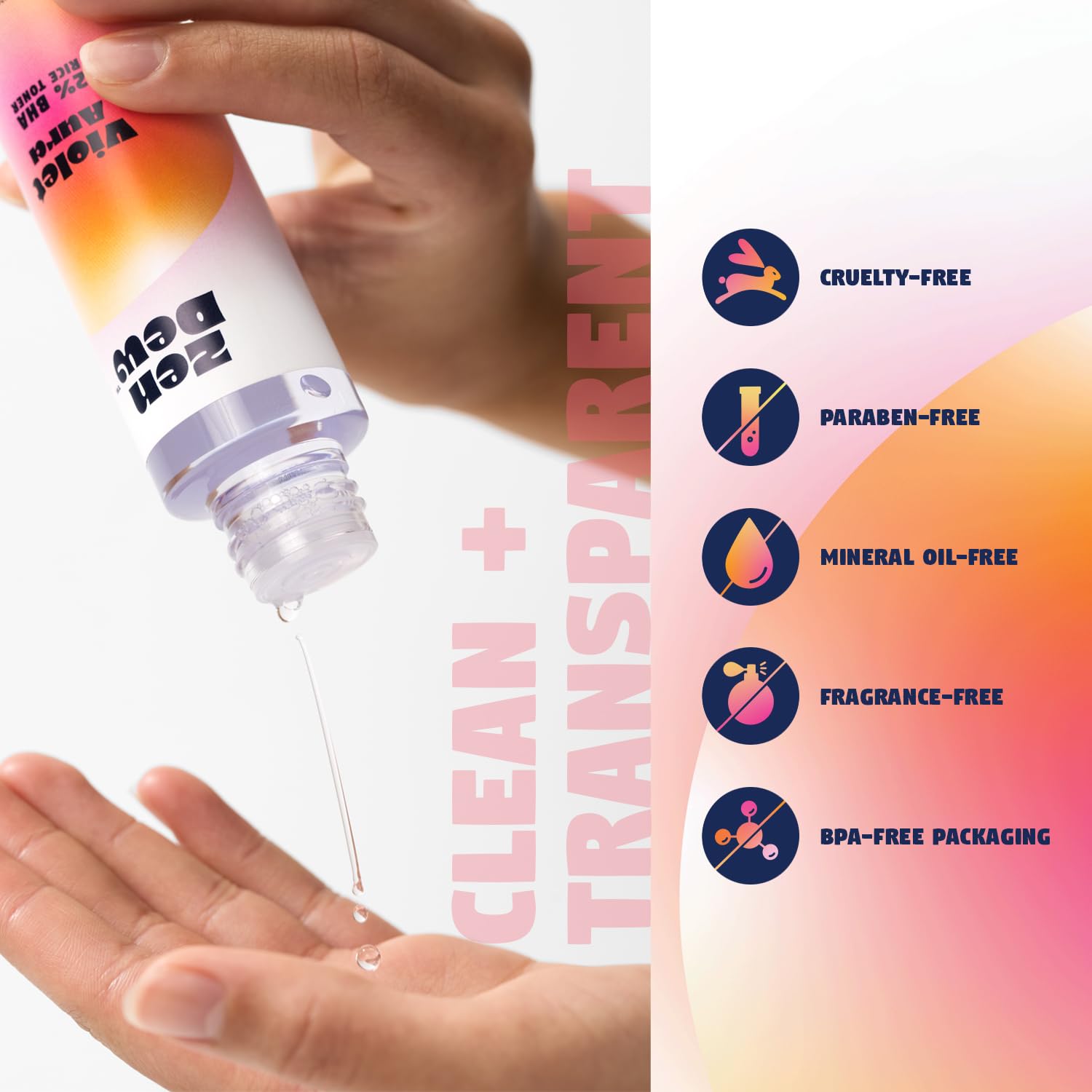 Zen Dew Violet Aura toner applied on skin showing dewy finish