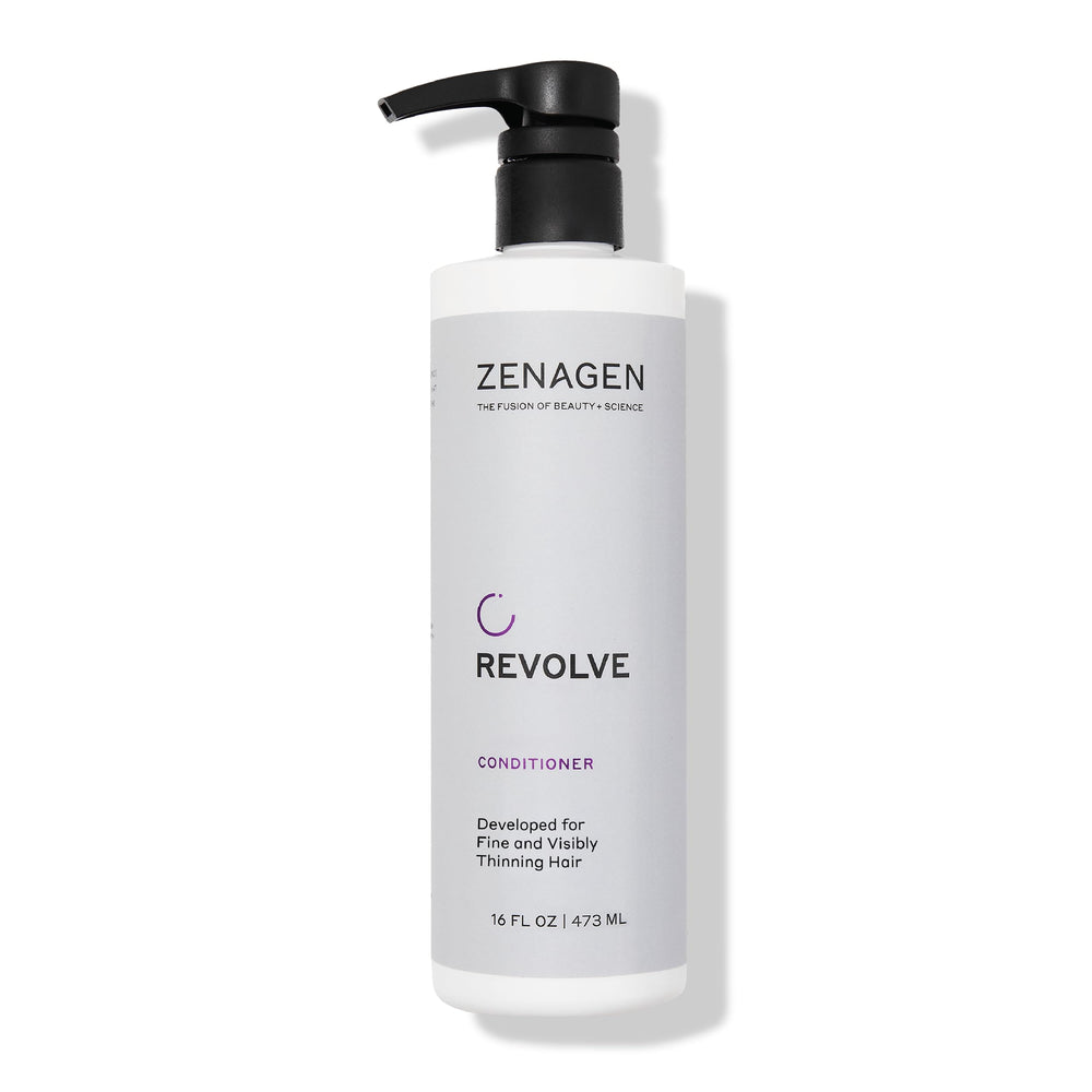 Zenagen Revolve conditioner bottle front view showing lightweight conditioning for thinning hair