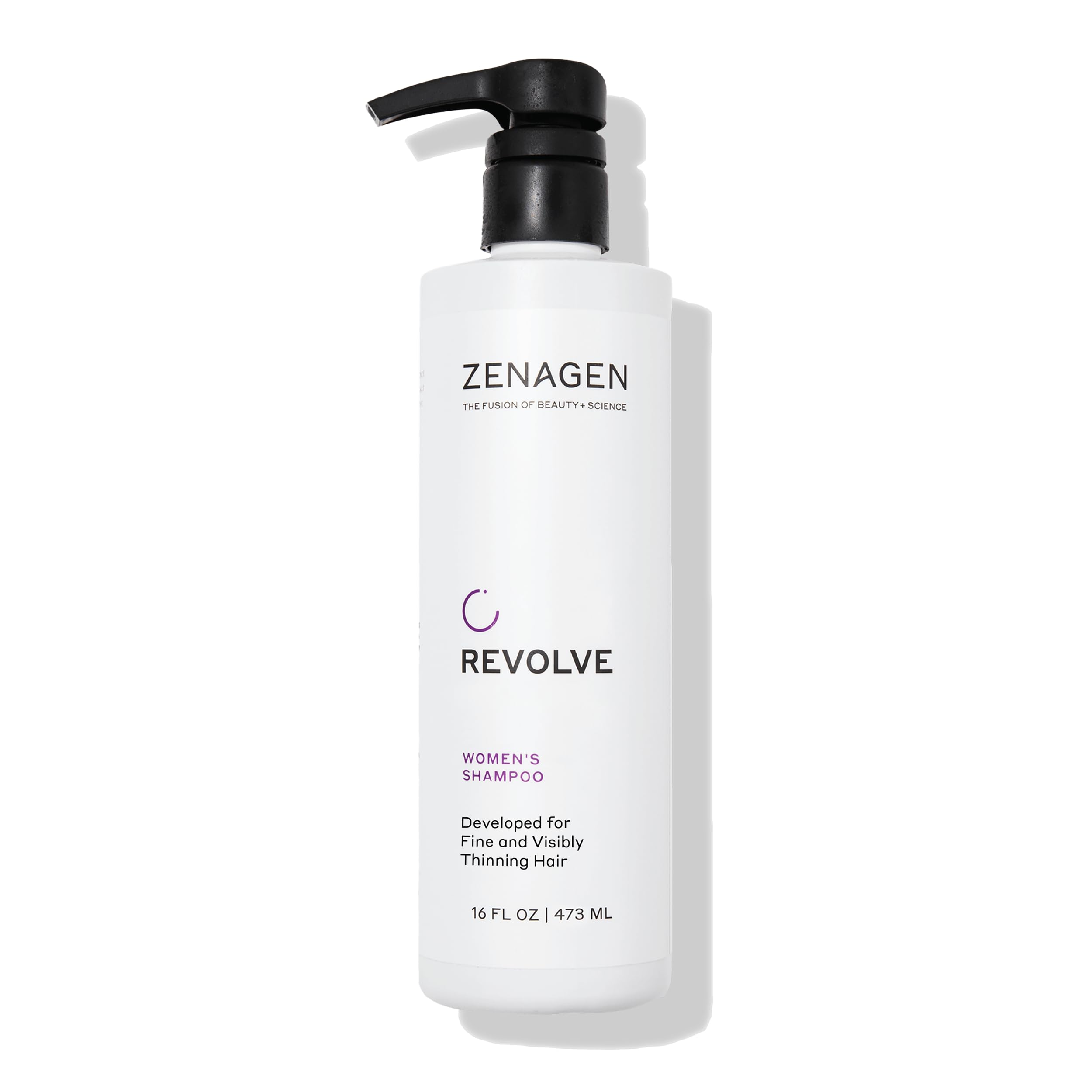 Zenagen Revolve bottle-front for fuller-looking hair and premium packaging.