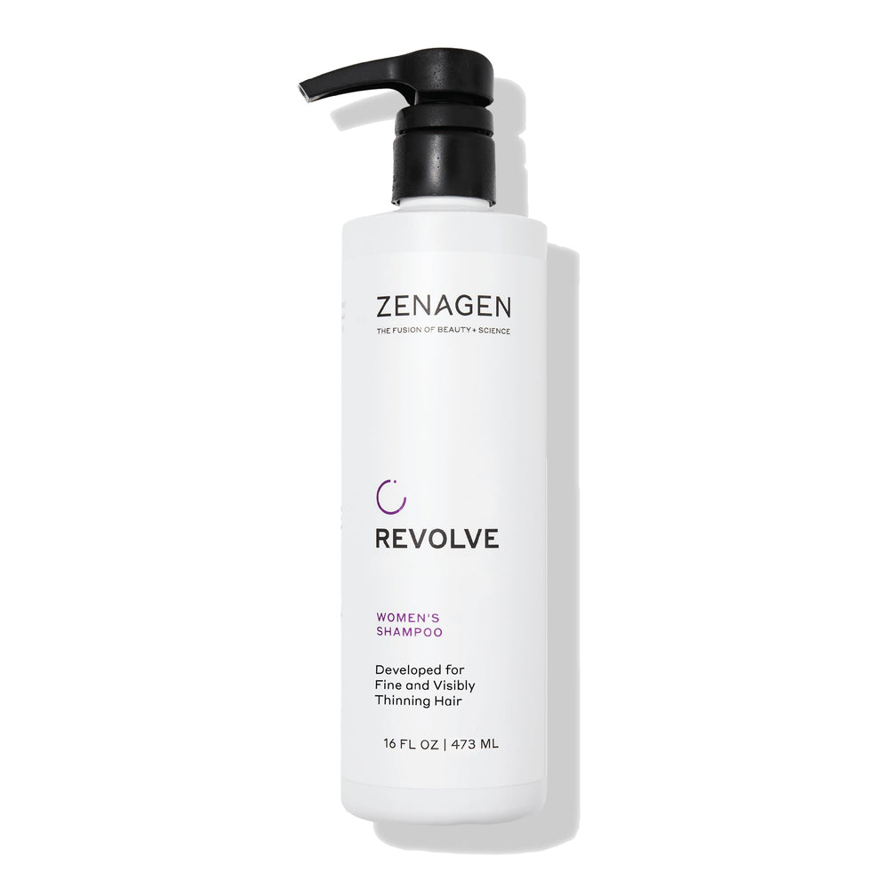 Zenagen Revolve bottle-front for fuller-looking hair and premium packaging.