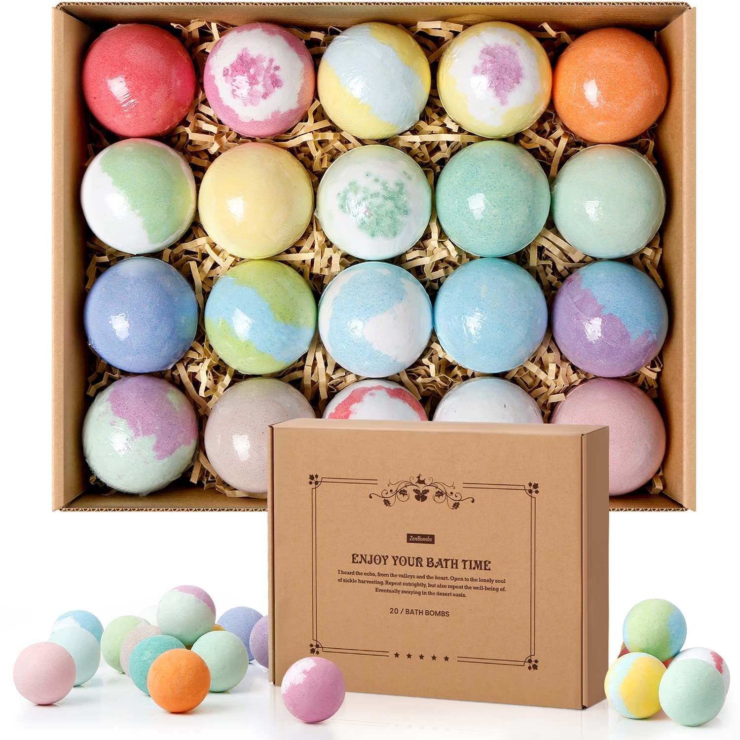 ZenBombs bath bombs set packaging for gifting and home spa rituals.