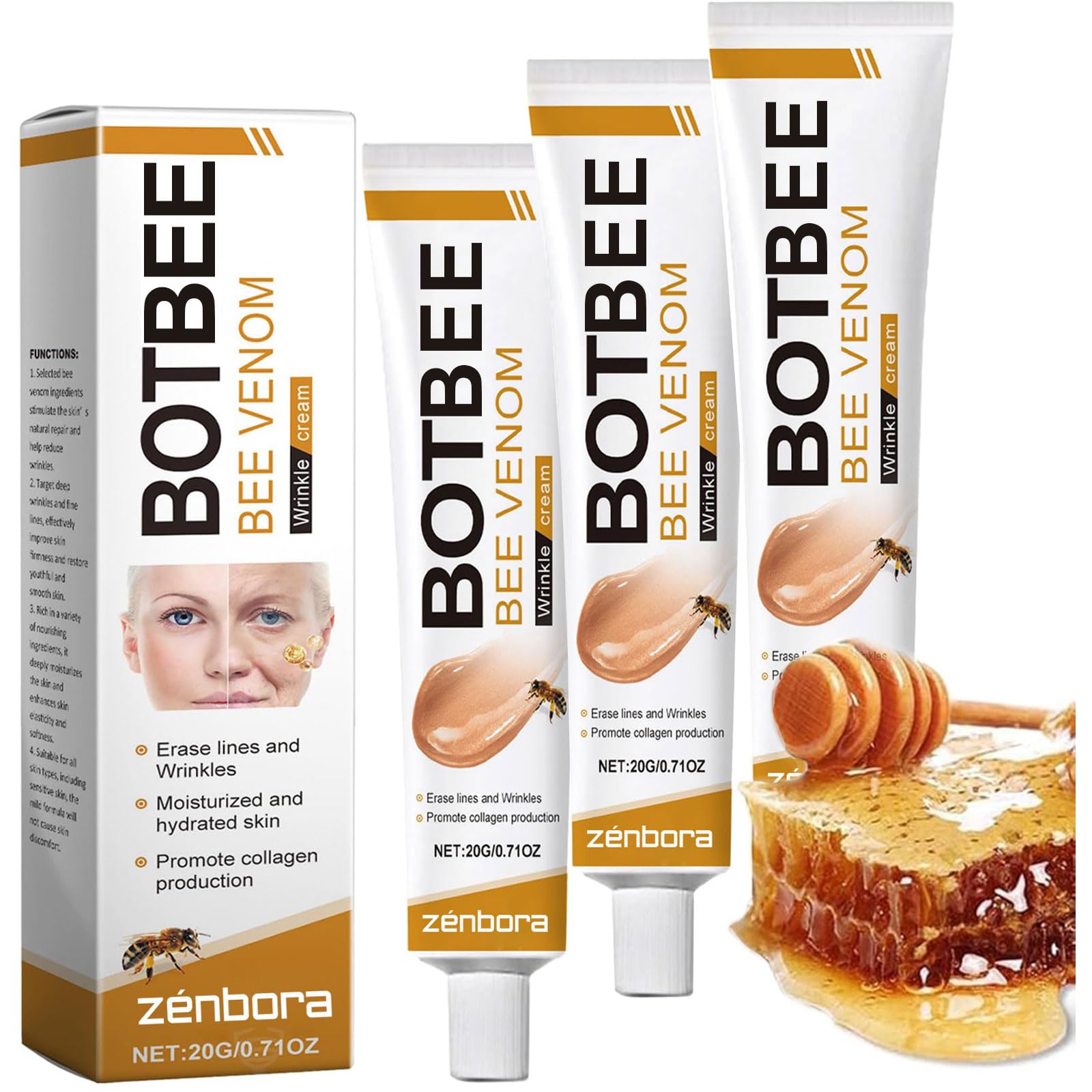 Zenbora bee venom cream jar showing rich texture for lifting and firming