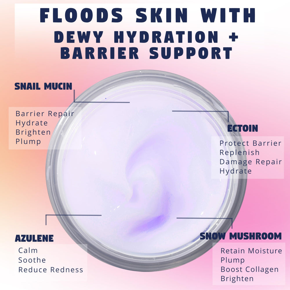 Zen Dew Moon Milk snail mucin moisturizer texture swatch on skin revealing glow