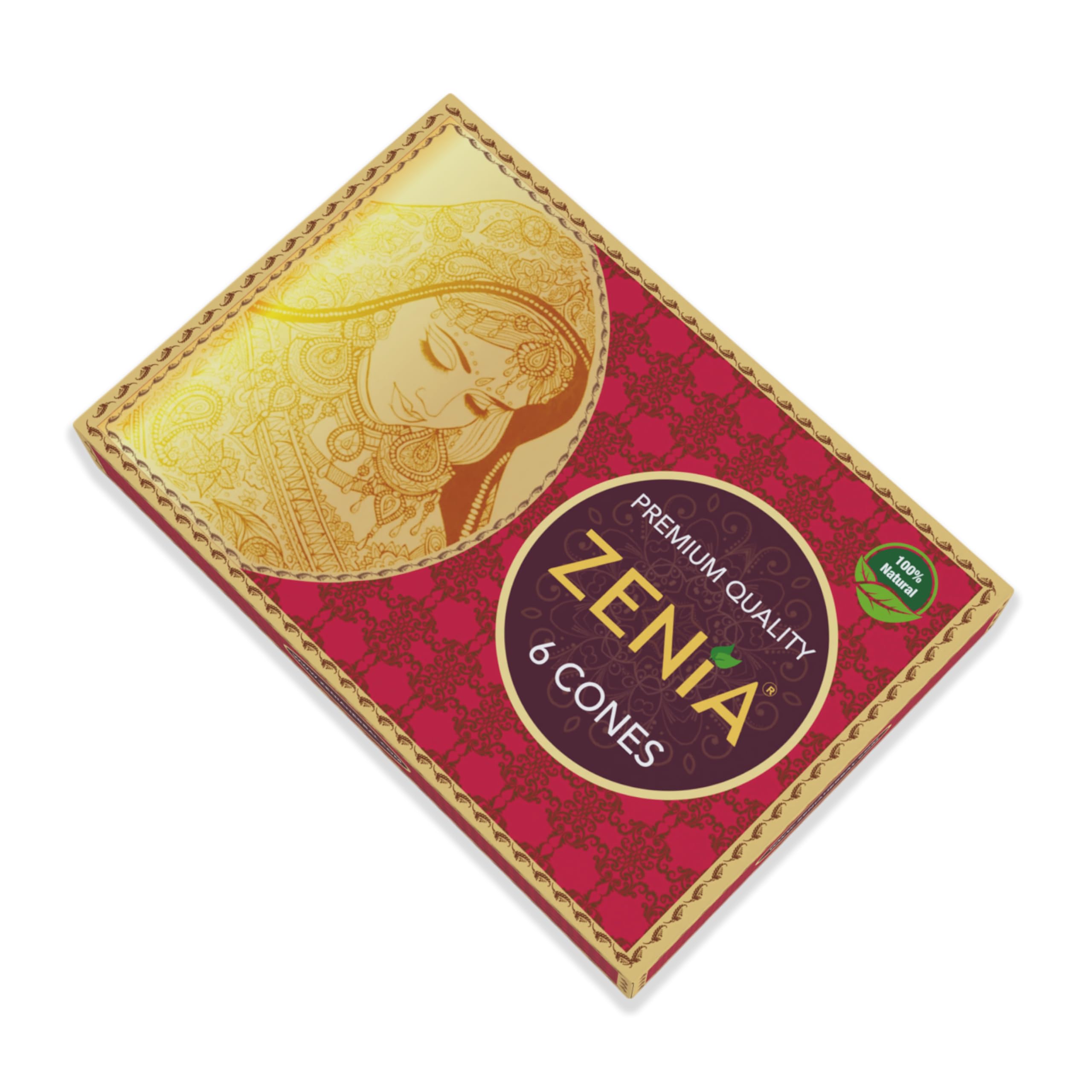 Close up of Zenia henna cone unwrapped for smooth paste