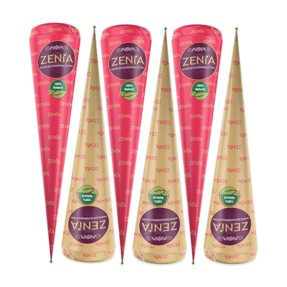 Zenia henna paste cones in 6-pack for easy at home coloring