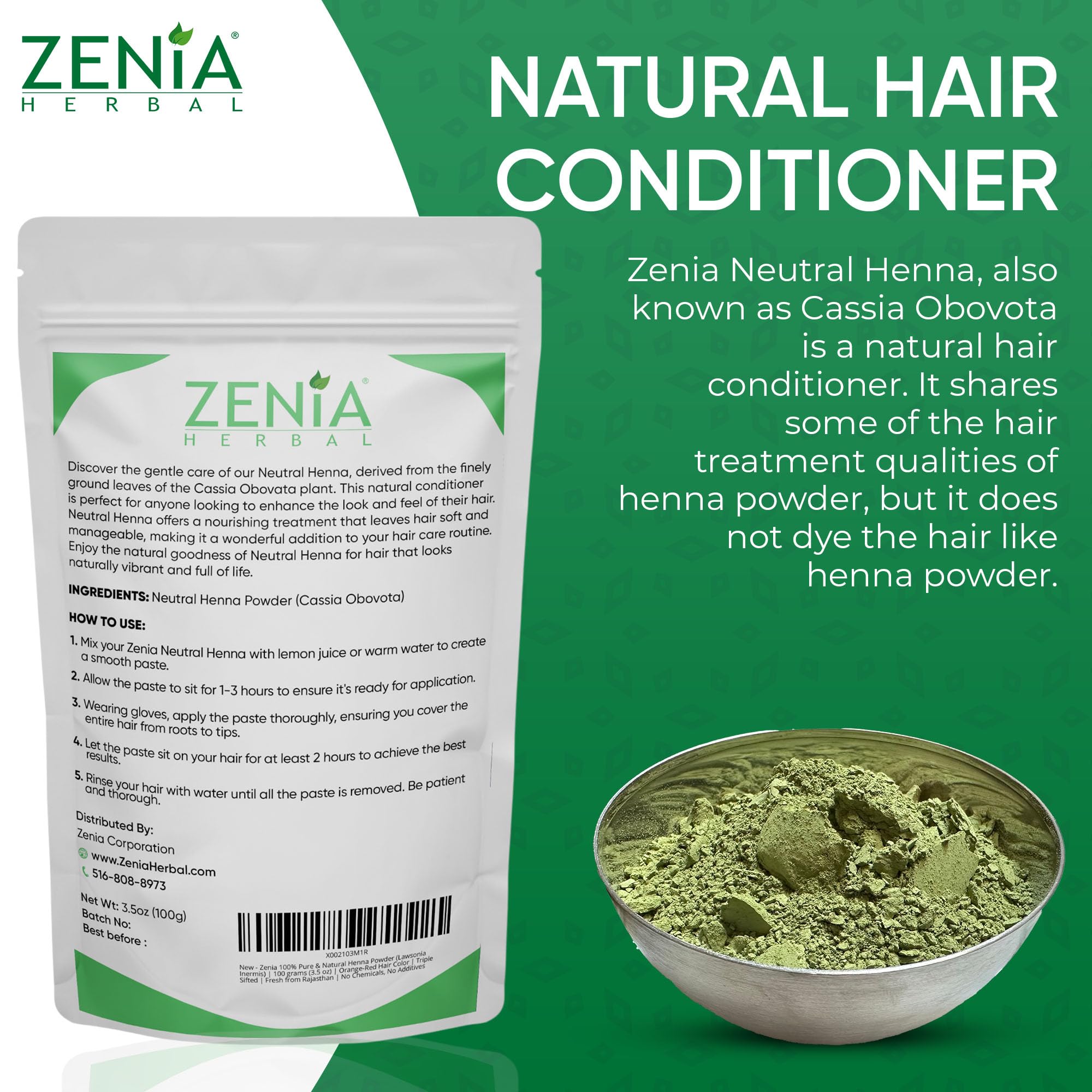 Rinsing Zenia Neutral Henna reveals cleaner, shinier hair.