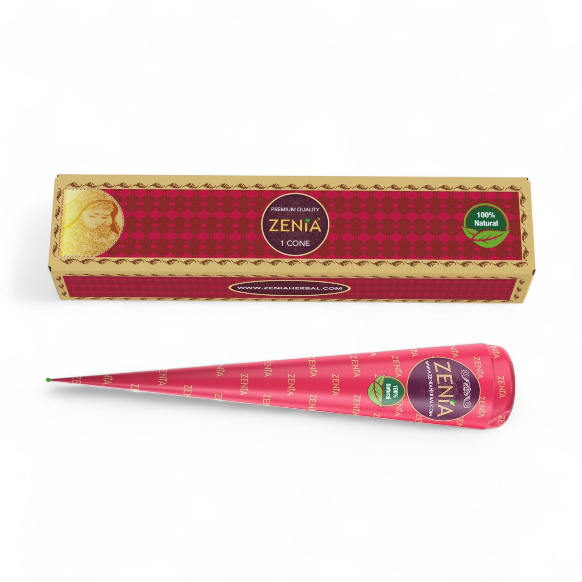 Zenia tattoo paste cone 25g showing natural reddish-brown color for body art
