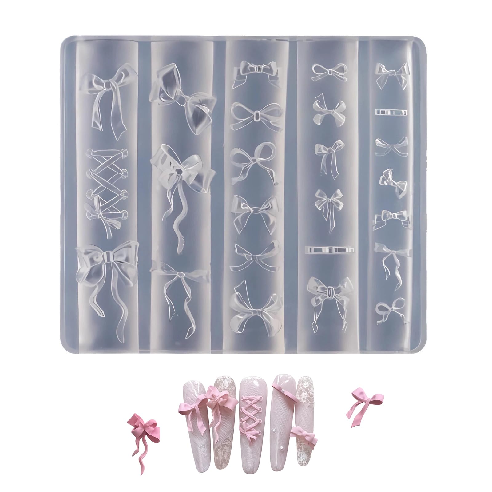 Zenoco 3D bow silicone nail mold for easy, reusable nail art.
