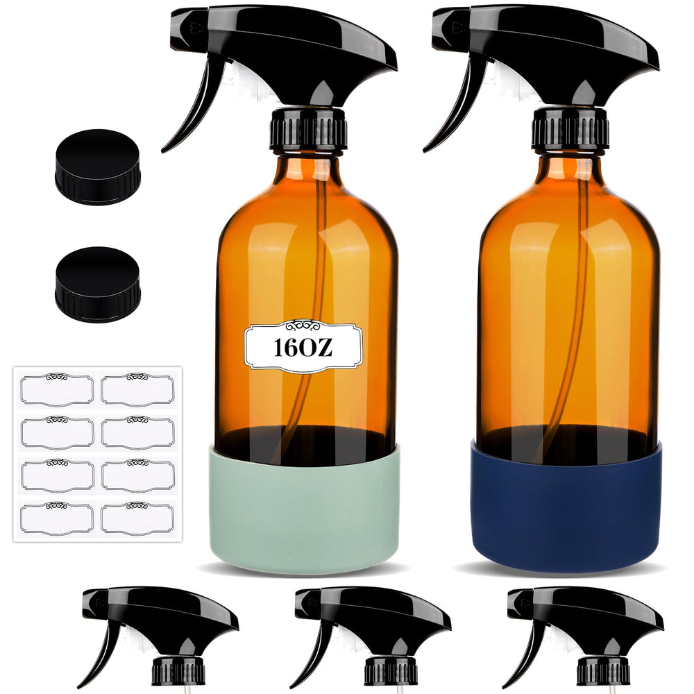 ZENOWICK amber 16oz glass spray bottle for even cleaning coverage.