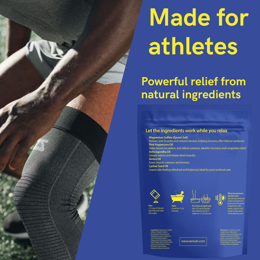 Zensah Epsom salt crystals symbolize magnesium support for muscle comfort.