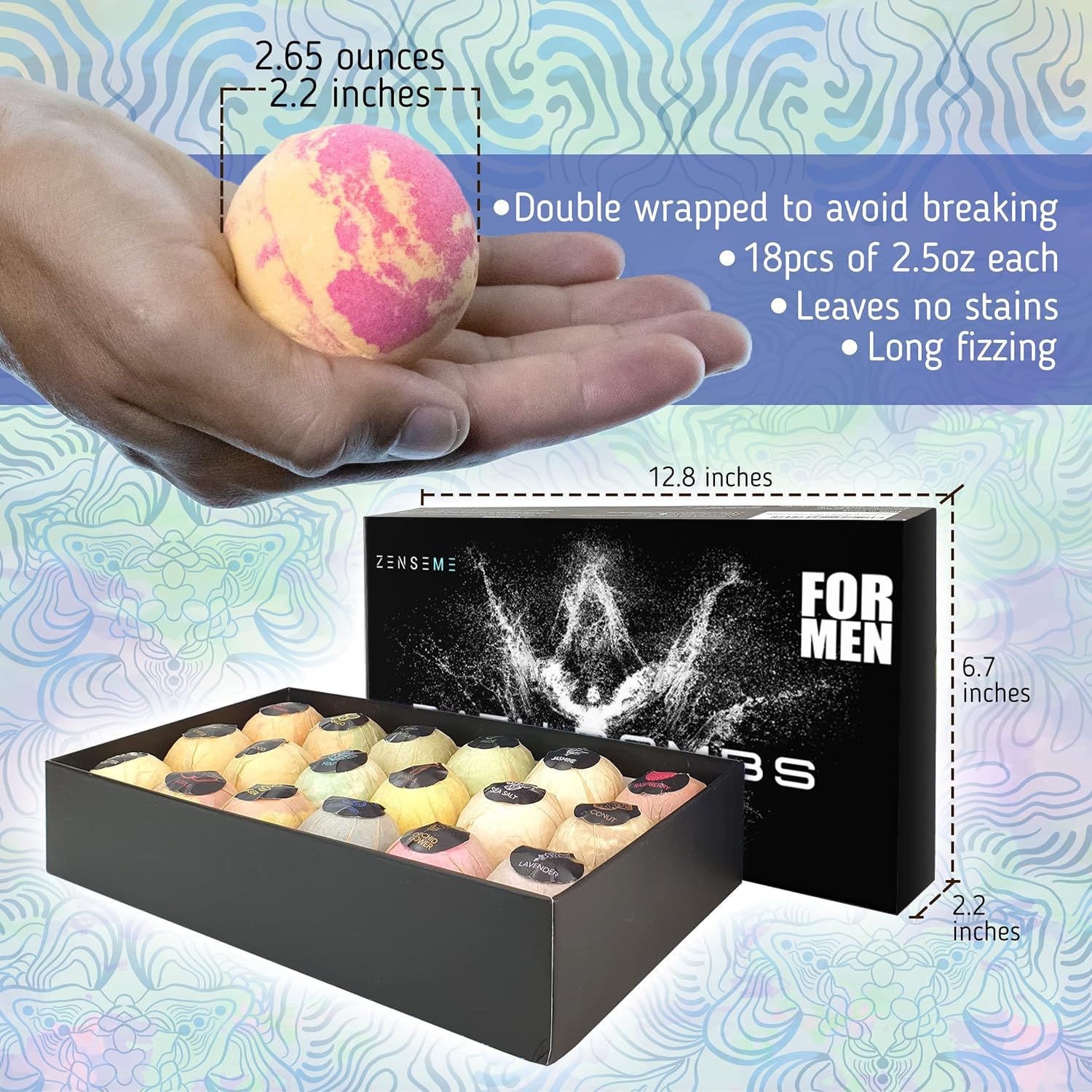 ZenseMe green tea bath bomb provides a calming, refreshing soak.