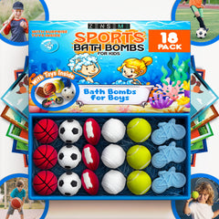 ZenseMe sports bath bombs with a toy inside spark active play during bath time.