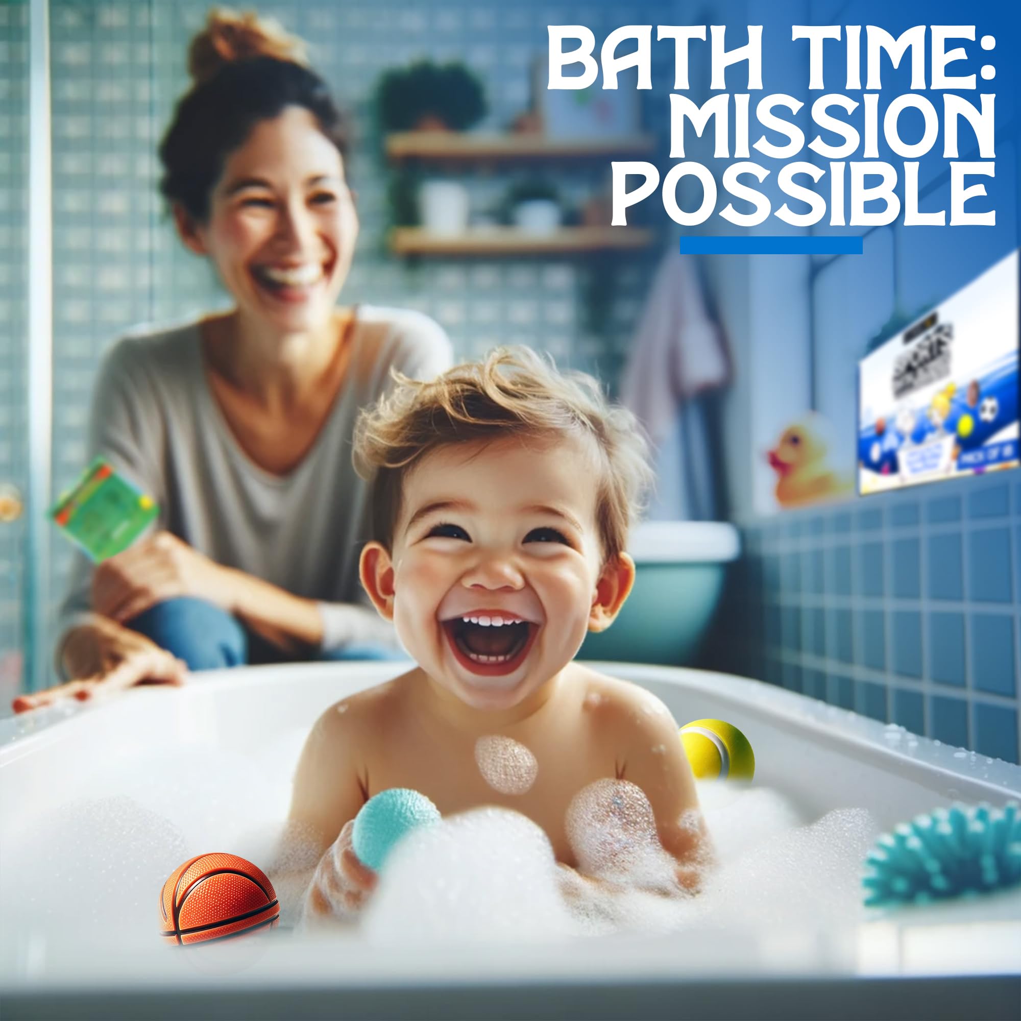 ZenseMe sports flash cards provide fun learning while kids bathe.