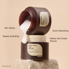 Swirl of Zenskin Snail Mucin Cream on hand demonstrates absorber-friendly consistency.
