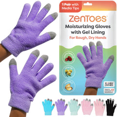 ZenToes Moisturizing Gloves in fuzzy lilac packaging promote deep hydration for dry hands.