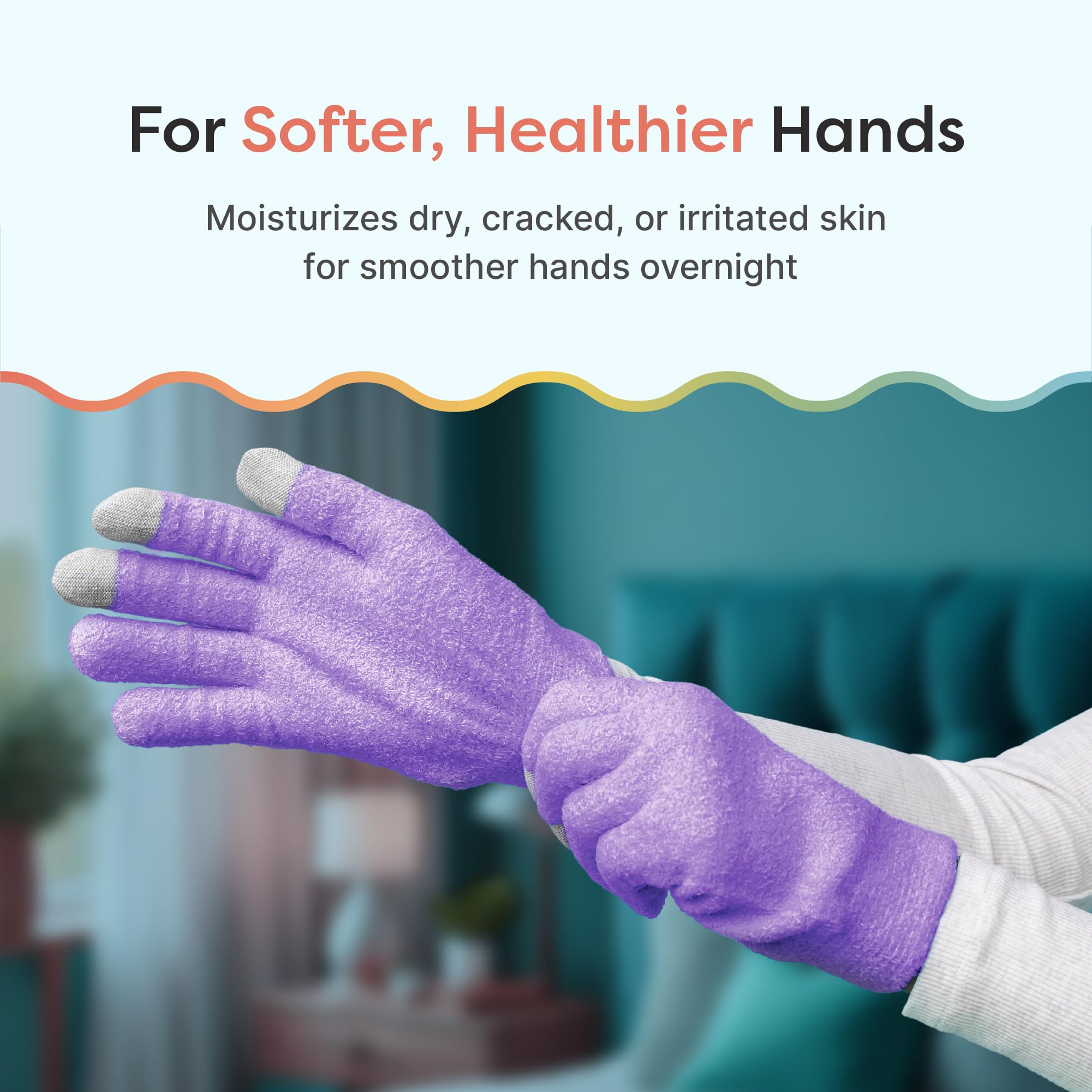 ZenToes Moisturizing Gloves on hand during application for overnight softness.